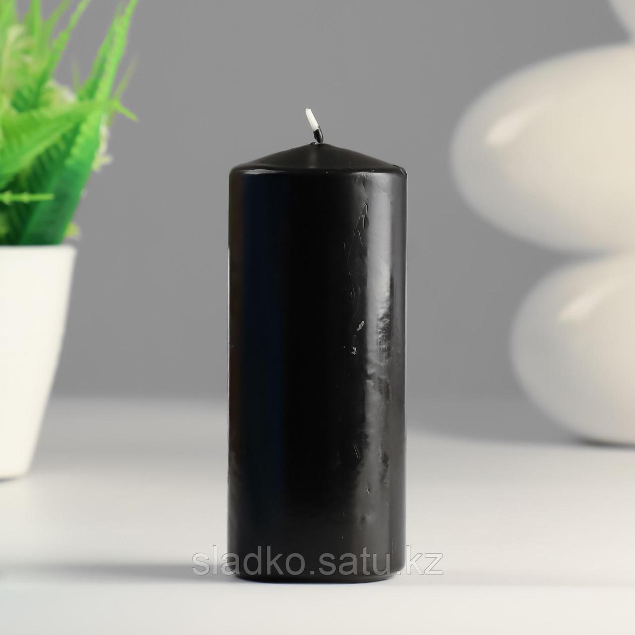 Свеча цилиндр парафиновая цвет Черный 5х12 см - фото 1 - id-p91837121