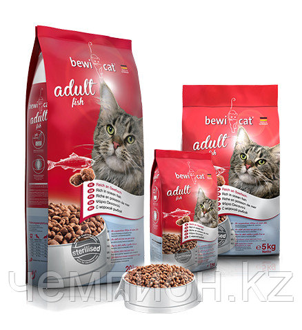 751621 Bewi Cat Adult Fish, Бэви Кэт, корм для взрослых кошек с рыбой, уп 20кг.