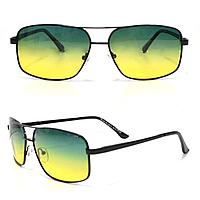 Солнцезащитные поляризационные очки ПОЛАРОИД UV400 тонкая сдвоенная оправа желто зеленые стекла АВТО PX16119