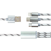 Кабель PowerPlant 2.1A 3-в-1 USB AM - Type-C/Lightning/Micro, 1.2м, серый CA910663 Кабель PowerPlant 2.1A 3-в-1 USB AM - Type-C/Lightning/Micro, 1.2м, серый
