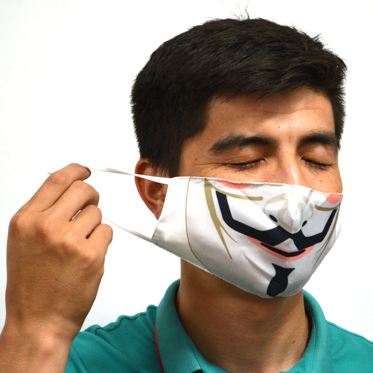 Многоразовая защитная маска дышащаяся тонкая от пыли резинка с регулировкой длины Гай Фокс Анонимус - фото 2 - id-p91850832