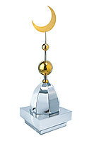 Купол на мазар "ШАХ". Цвет серебро с золотым плоским полумесяцем d-230 с 2-мя шарами. На колонну 25,5 х 25,5