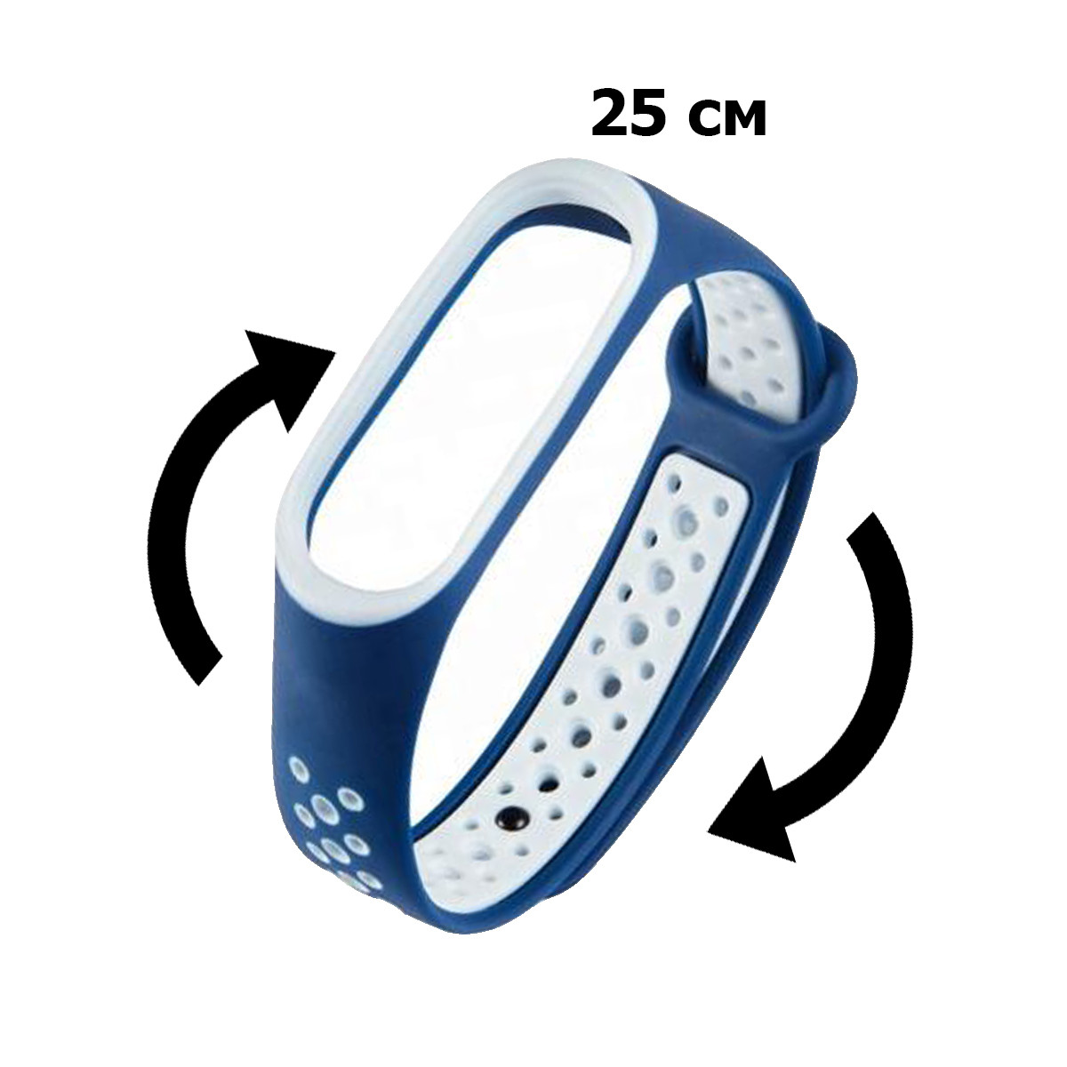 Ремешок силиконовый для фитнес браслетов M3 и M4 синий и белый - фото 2 - id-p91851841