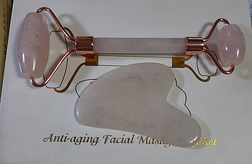 Гуаша - Массажный камень для лица и роликовый массажер