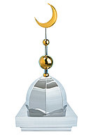 Купол на мазар "ШАХ". Цвет серебро с золотым объемным полумесяцем d-230 с 2-мя шарами. На колонну 39,5 х 39,5