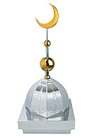 Купол на мазар "ШАХ". Серебро с орнаментом и золотым объемным полумесяцем d-230 с 2-мя шарами. 39,5 х 39,5 см.