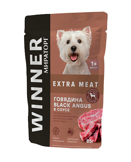 Winner Влажный корм для мини собак, говядина в соусе