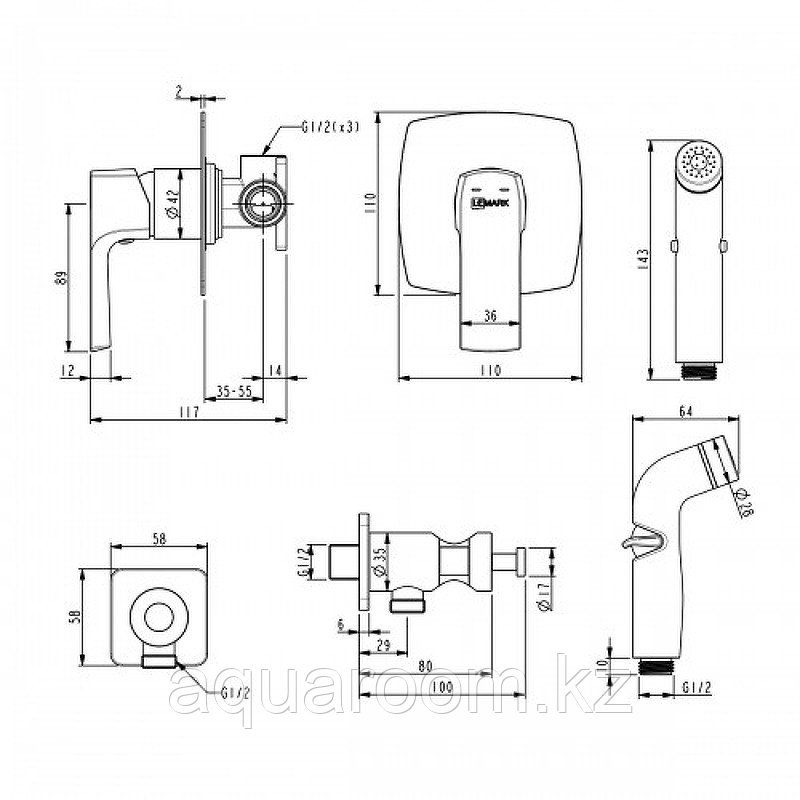 Гигиенический душ со смесителем Lemark Ursus Черный (LM7219BL) - фото 3 - id-p91881318