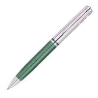 Ручка шариковая синяя, 1.0 мм, автомат, корпус зеленый, металл, в футляре.