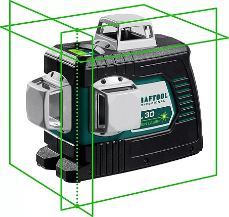 Лазерный нивелир LL 3D, Kraftool, с зеленый лучом, серия "Professional" (34641), фото 2
