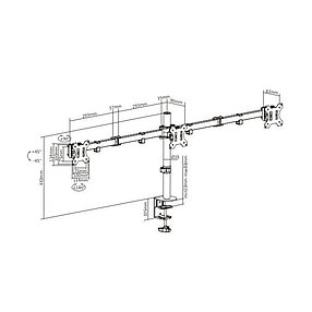 Настольный кронштейн Brateck LDT12-C034N для 3-х мониторов (13"-27"), фото 2