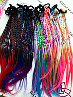 Косички цветные тонкие из искусственных волос