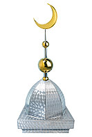Купол на мазар "ШАХ". Чешуя с золотым объемным полумесяцем d-230 с 2-мя шарами. 39,5 х 39,5 см.