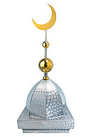 Купол на мазар "ШАХ". Чешуя с золотым плоским полумесяцем d-230 с 2-мя шарами. 39,5 х 39,5 см.