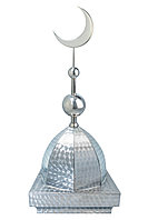 Купол на мазар "ШАХ". Чешуя с объемным полумесяцем d-230 серебро с 2-мя шарами. 39,5 х 39,5 см.