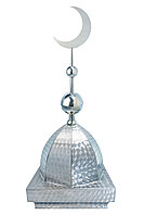 Купол на мазар "ШАХ". Чешуя с плоским полумесяцем d-230 серебро с 2-мя шарами. 39,5 х 39,5 см.