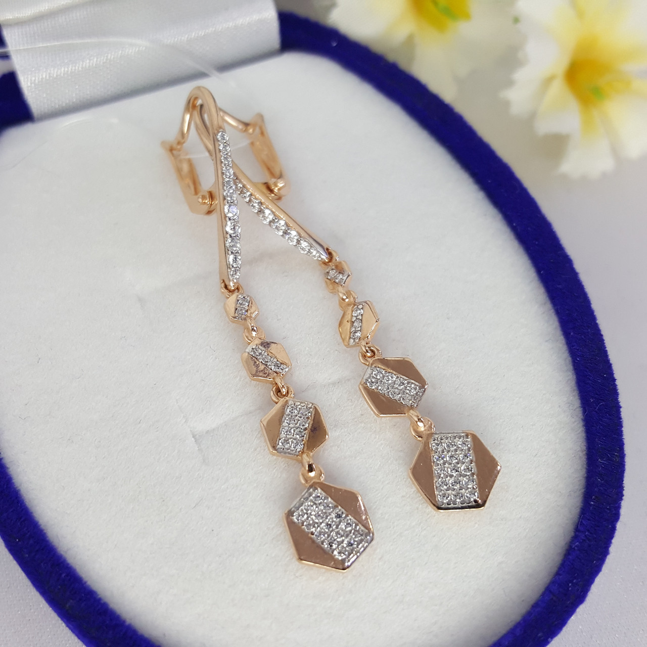 Серьги длинные Aquamarine 46265А.6 позолота коллекц. In City