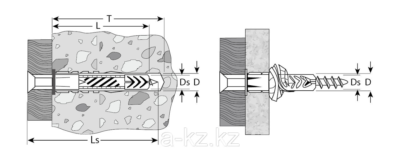 Дюбель универсальный полипропиленовый, с бортиком, в комплекте с оцинкованным шурупом, 8 х 52 мм, 12 шт, ЗУБР - фото 2 - id-p71178924