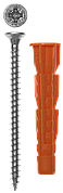 Дюбель универсальный полипропиленовый, с бортиком, в комплекте с оцинкованным шурупом, 6 х 52 мм, 12 шт, ЗУБР