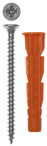 Дюбель универсальный полипропиленовый, с бортиком, в комплекте с оцинкованным шурупом, 6 х 52 мм, 12 шт, ЗУБР, фото 2