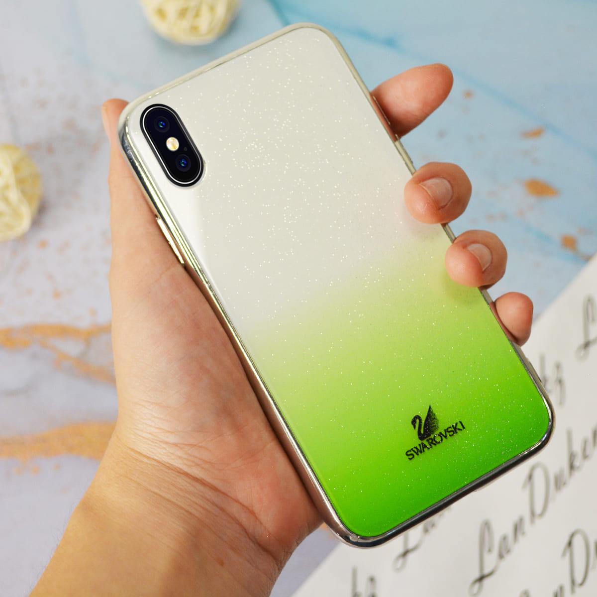 Чехол для смартфона пластиковый с блестками на IPHONE XS зеленый - фото 1 - id-p91896211