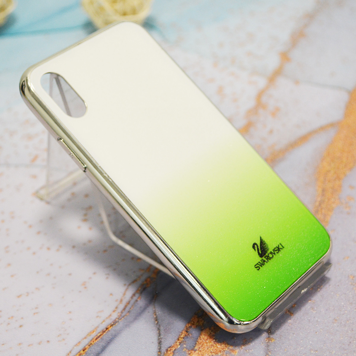 Чехол для смартфона пластиковый с блестками на IPHONE XS зеленый - фото 4 - id-p91896211