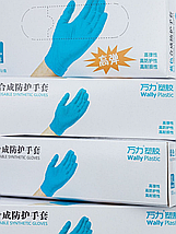 Перчатки одноразовые нитриловые Wally Plastic, синие, 50 пар, размер M, фото 2