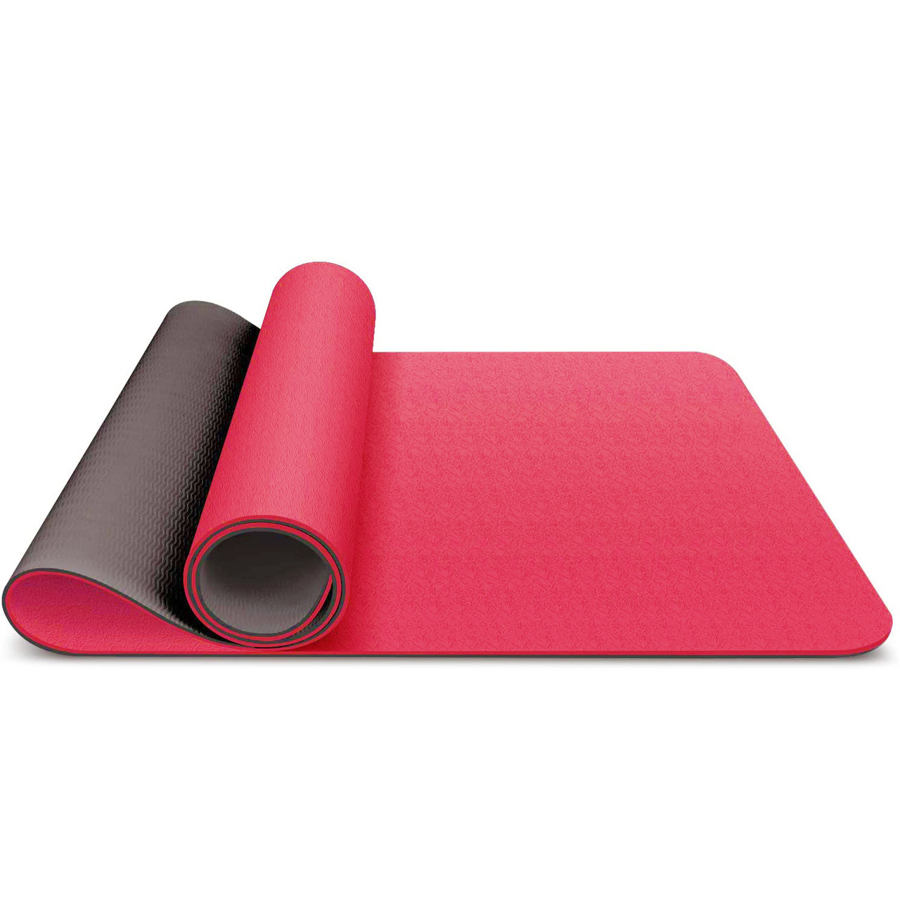 Коврик для йоги и фитнеса (йогамат) двухслойный 6 мм красно черный - фото 3 - id-p91880154