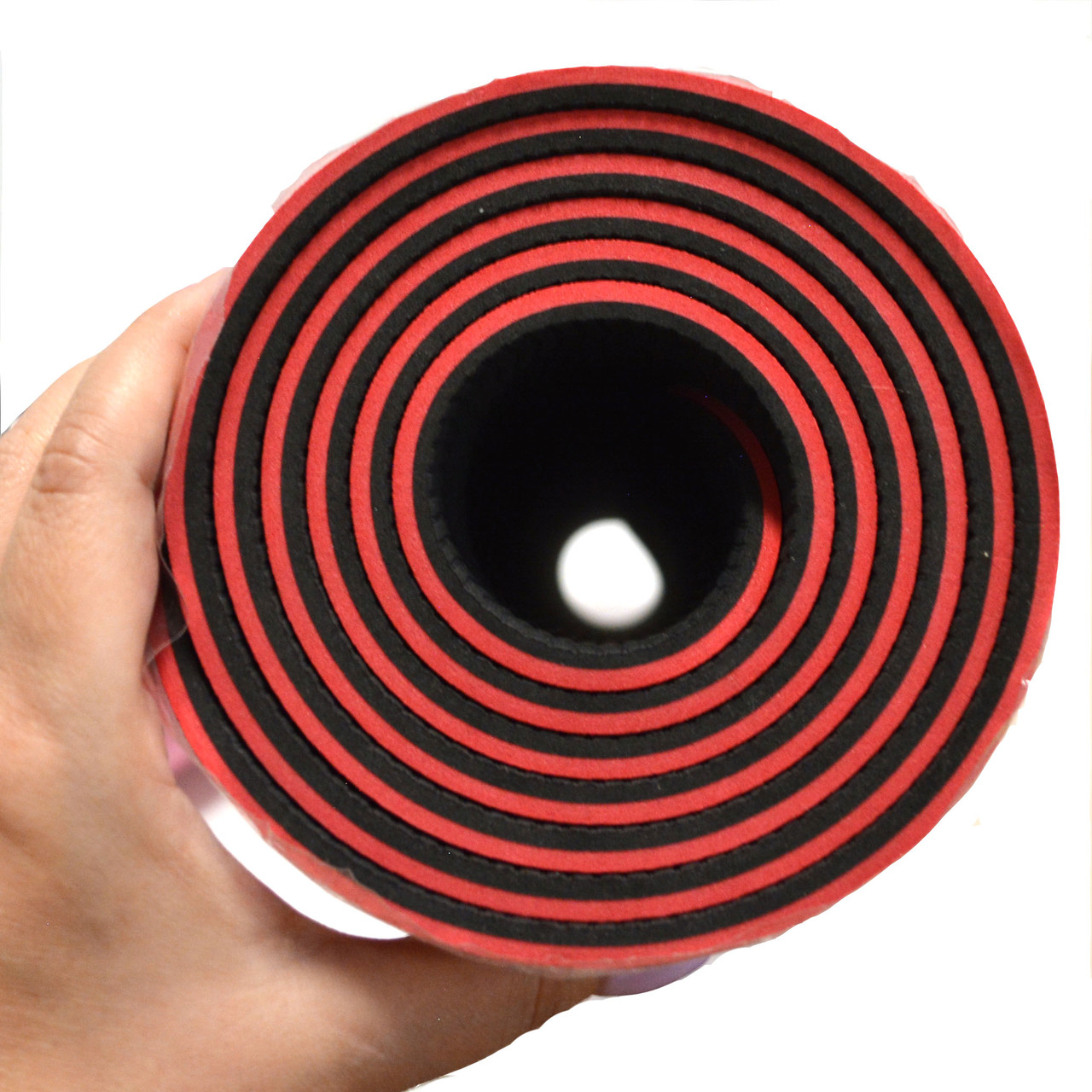Коврик для йоги и фитнеса (йогамат) двухслойный 6 мм красно черный - фото 9 - id-p91880154