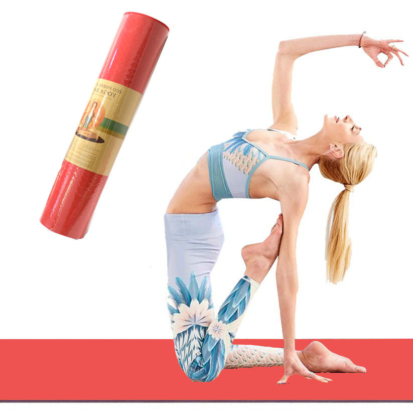 Коврик для йоги и фитнеса (йогамат) двухслойный 6 мм красно черный - фото 10 - id-p91880154