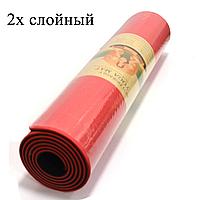 Коврик для йоги и фитнеса (йогамат) двухслойный 6 мм красно черный