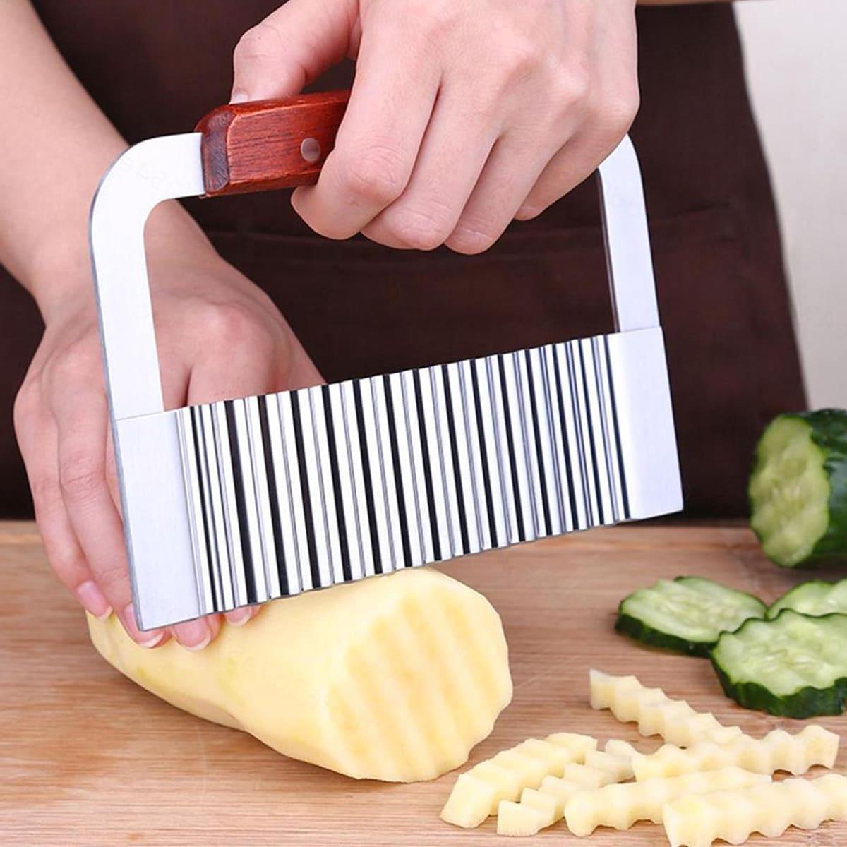 Нож для нарезки картофеля фри с деревянной рукояткой, фото 1