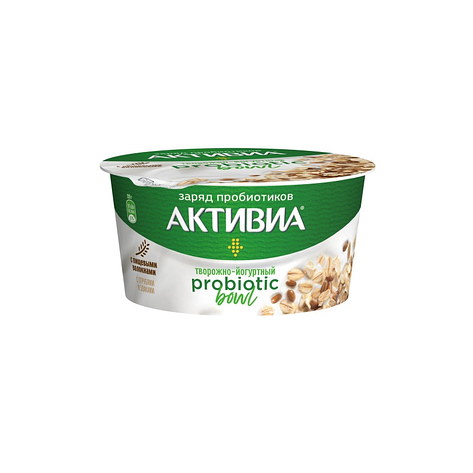 Биопродукт Активиа творожно-йогуртный с отрубями и злаками 135г, фото 2