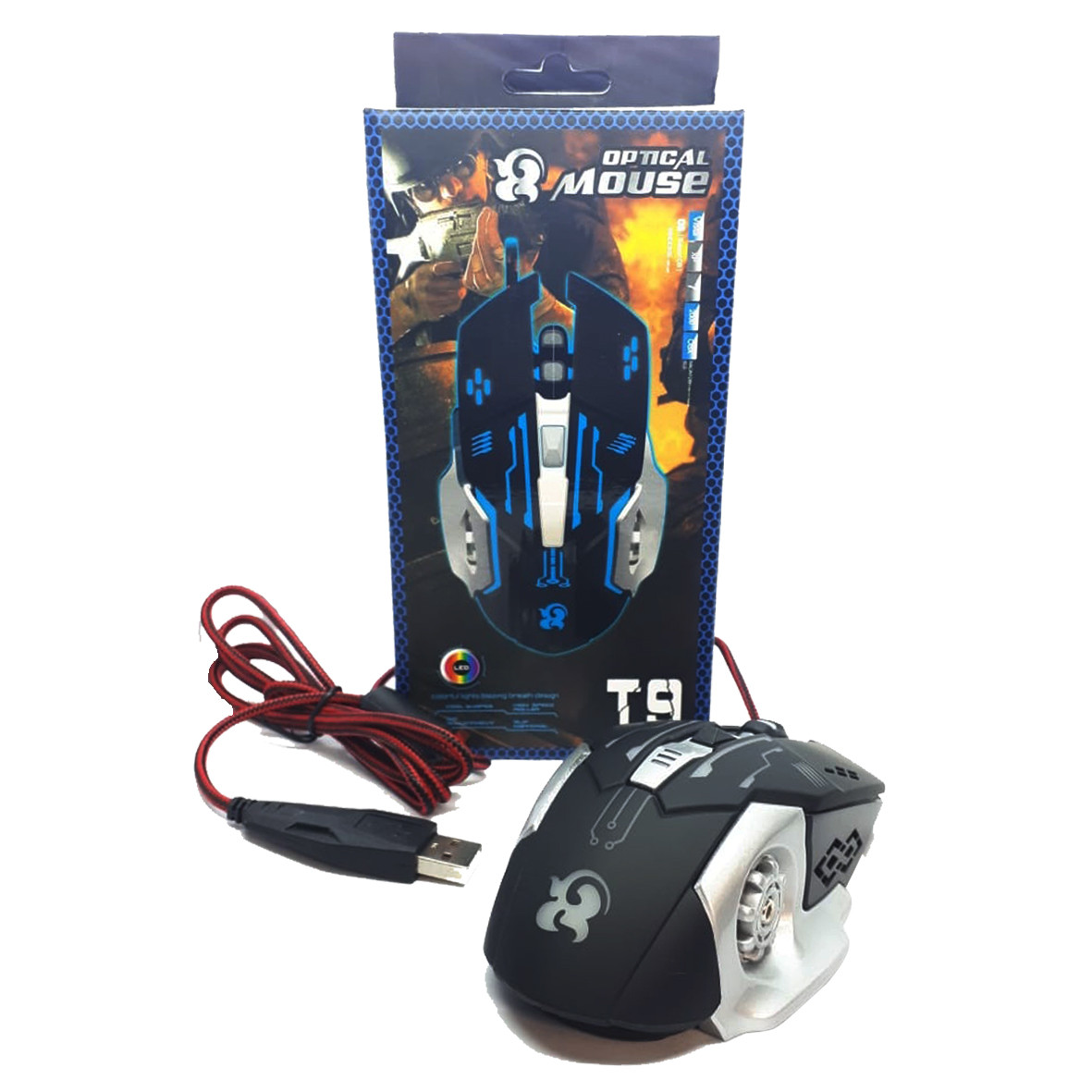 Игровая мышь T9 , 3600 dpi/ USB/ Black Silver