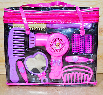 A113 Фен набор Beauty salon в сумочке розовый/фиолет 10предметов