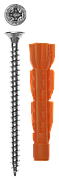Дюбель универсальный полипропиленовый, без бортика, в комплекте с оцинкованным шурупом, 5 х 32 мм, 12 шт, ЗУБР