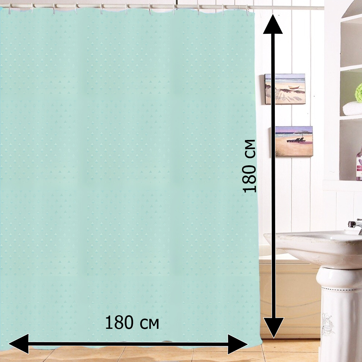 Водонепроницаемая тканевая шторка для ванной Xiang Ju для душа 180х180 см голубая - фото 2 - id-p91923262