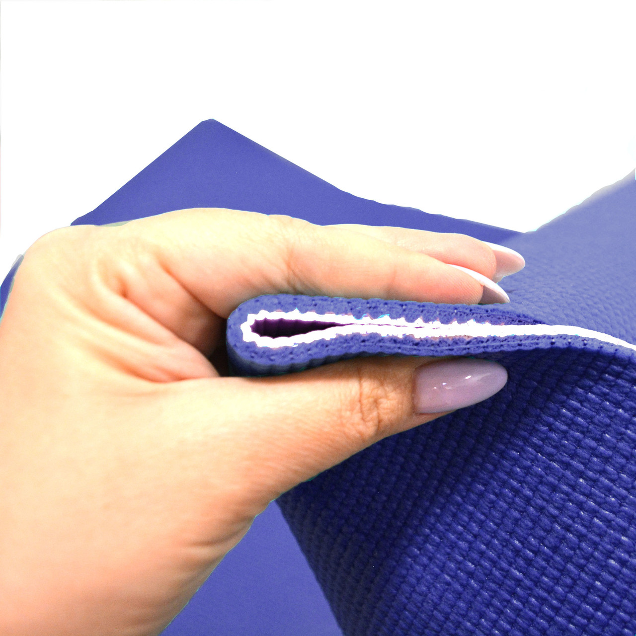 Коврик для йоги и фитнеса (йогамат) 5 мм двухсторонний синий - фото 5 - id-p91932882