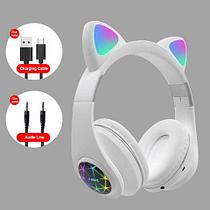 Наушники беспроводные со светящимися ушками кошки Cat Ear (Белый)