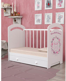 Детская кроватка ВДК Mon amour с поперечным маятником и ящиком, белый