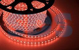 LED лента 220 В, 10х7 мм, IP67, SMD 2835, 60 LED/m, цвет свечения красный, бухта 100 м