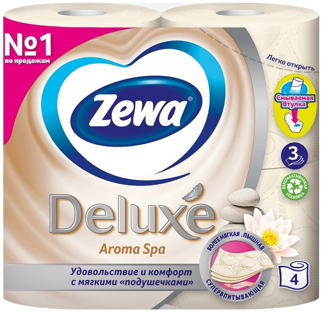 Туалетная бумага Zewa Deluxe Aroma Spa, 3 слоя, 4 рулона