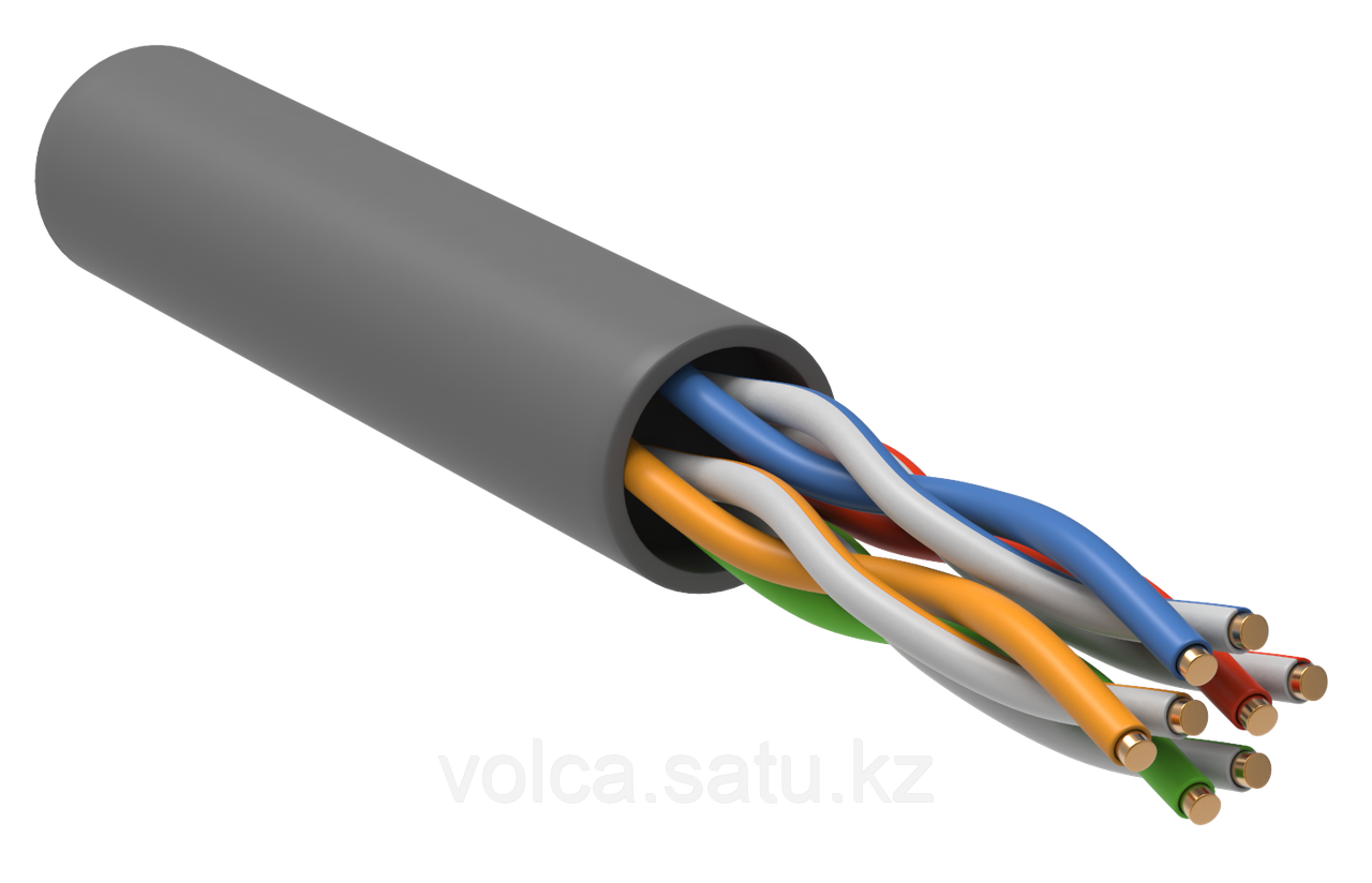 Кабель связи витая пара U/UTP, кат.5E 4х2х24AWG solid, PVC, 305м, серый упак - фото 1 - id-p91999665