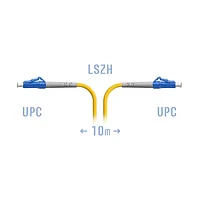 Патчкорд оптический прямой LC/UPC - LC/UPC, SM (одномод), Simplex, 10 метр