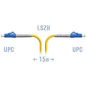 Патчкорд оптический прямой LC/UPC - LC/UPC, SM, Simplex, 15 метров