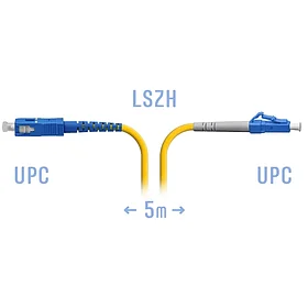 Патчкорд оптический переходной LC/UPC - SC/UPC, SM (одномод), Simplex, 5 метров