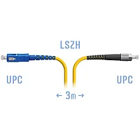 Патчкорд оптический прямой FC/UPC - SC/UPC, SM (одномод), Simplex 3 метра