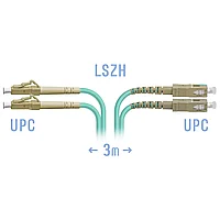 Патчкорд оптический прямой LC/UPC - SC/UPC, MM (многомод 50/125 (OM3)), Duplex, 3 метра