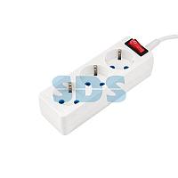 Удлинитель 3 гнезда 10 м 3х0,75 мм&sup2; с/з,  с кнопкой PREMIUM белый PROconnect