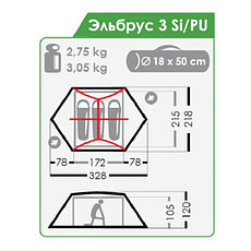Палатка трекинговая NORMAL Эльбрус 3 Si/PU, фото 2